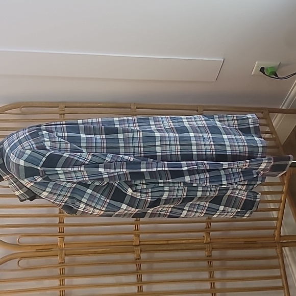 Eddie Bauer men's long sleeve blue red plaid shirt button down front pocket XLT - Picture 8 of 15